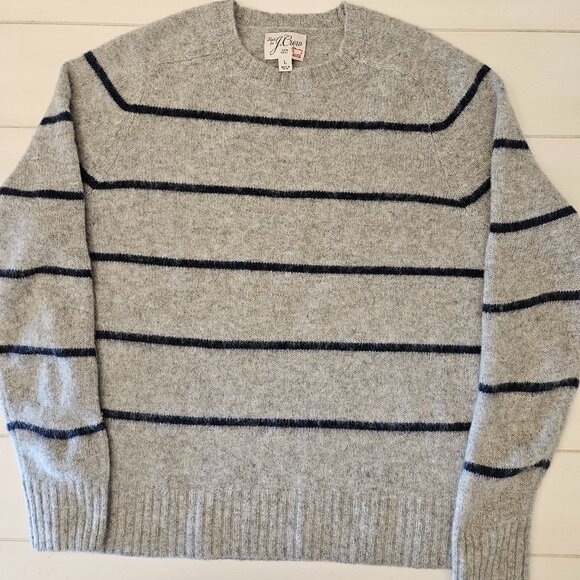 J. Crew Other - J. Crew Wool Grey and Navy Striped Sweater - Size L